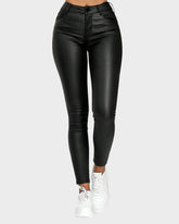 High-Waist PU Leather Skinny Pants